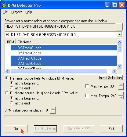 Analyze selected tracks